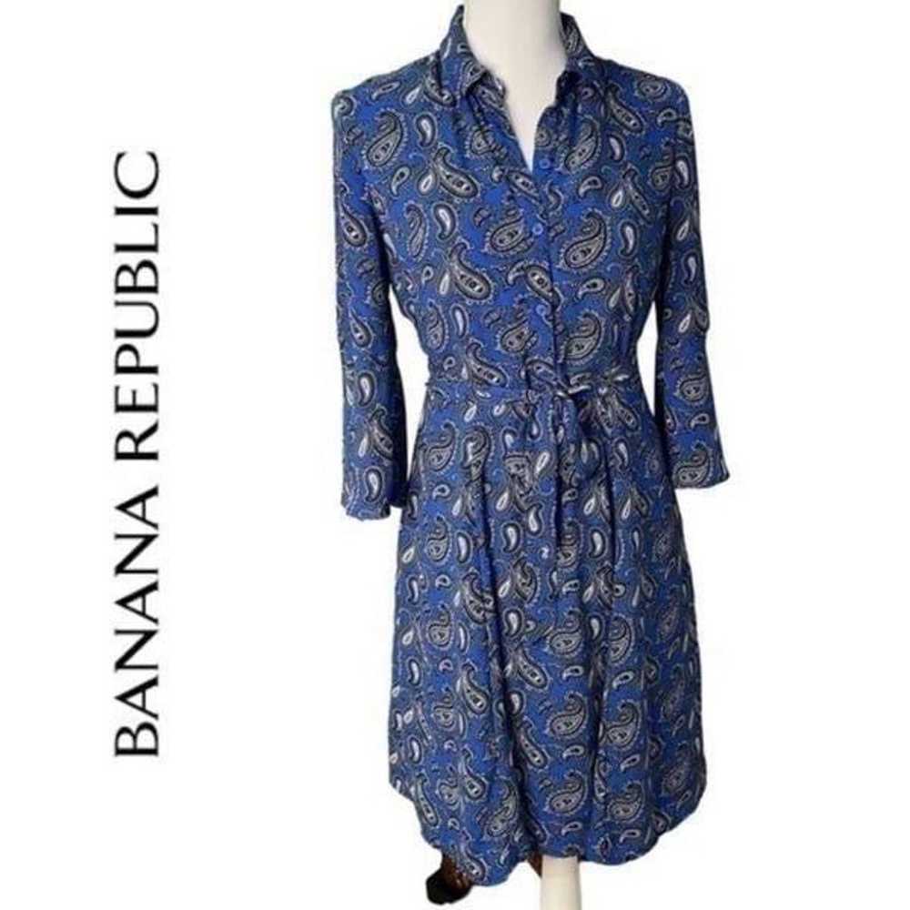 Banana Republic Paisley Blue Dress 0 - image 1