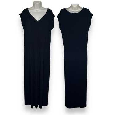 Ann Taylor Black Maxi Dress Smocked Shoulder Elas… - image 1