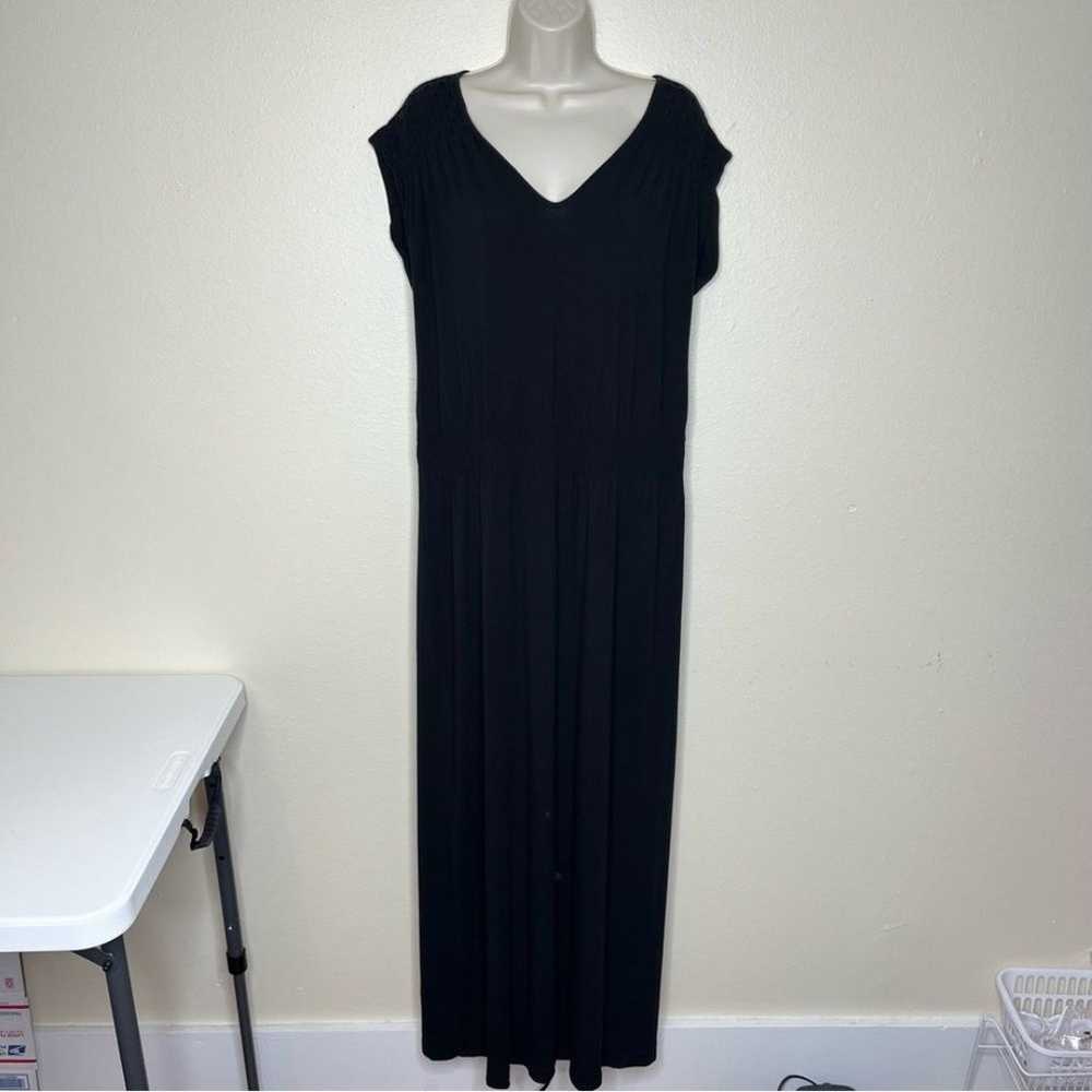 Ann Taylor Black Maxi Dress Smocked Shoulder Elas… - image 2