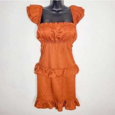 WeWoreWhat Clay Red Orange Flirty Crinkle Chiffon… - image 1