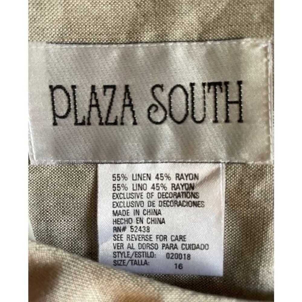 Plaza South Linen Blend Short Sleeve Summer Tan D… - image 5