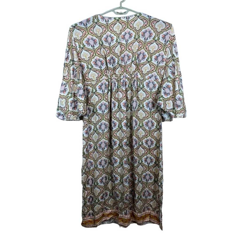 World Market dress kaftan printed flowy beaded si… - image 2