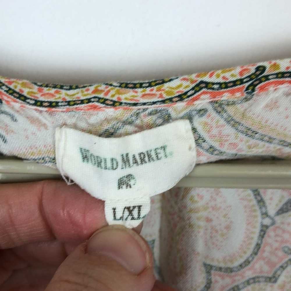 World Market dress kaftan printed flowy beaded si… - image 7