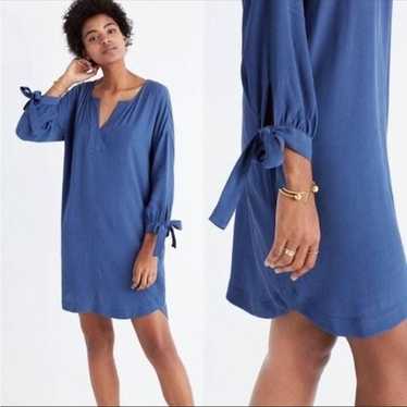 Madewell Blue Du Jour Tie Sleeve Tunic Dress