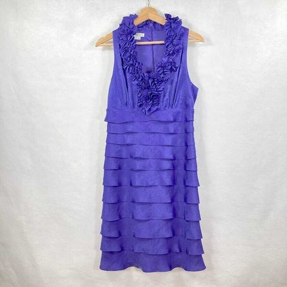 London Times Purple Ruffled Pleated Sleeveless V-… - image 1