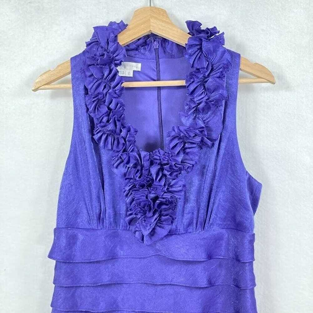 London Times Purple Ruffled Pleated Sleeveless V-… - image 2