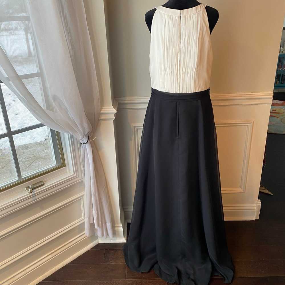 Mori Lee Black & Cream Colorblock Dress with Ruch… - image 2