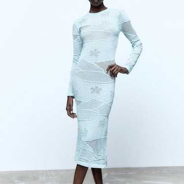 Zara Pointelle sheer Knit Midi Dress - image 1