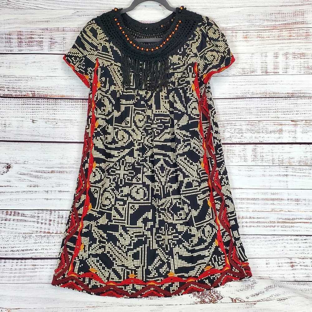 Floreat Anthropologie Abelia Fringe Dress Black W… - image 2