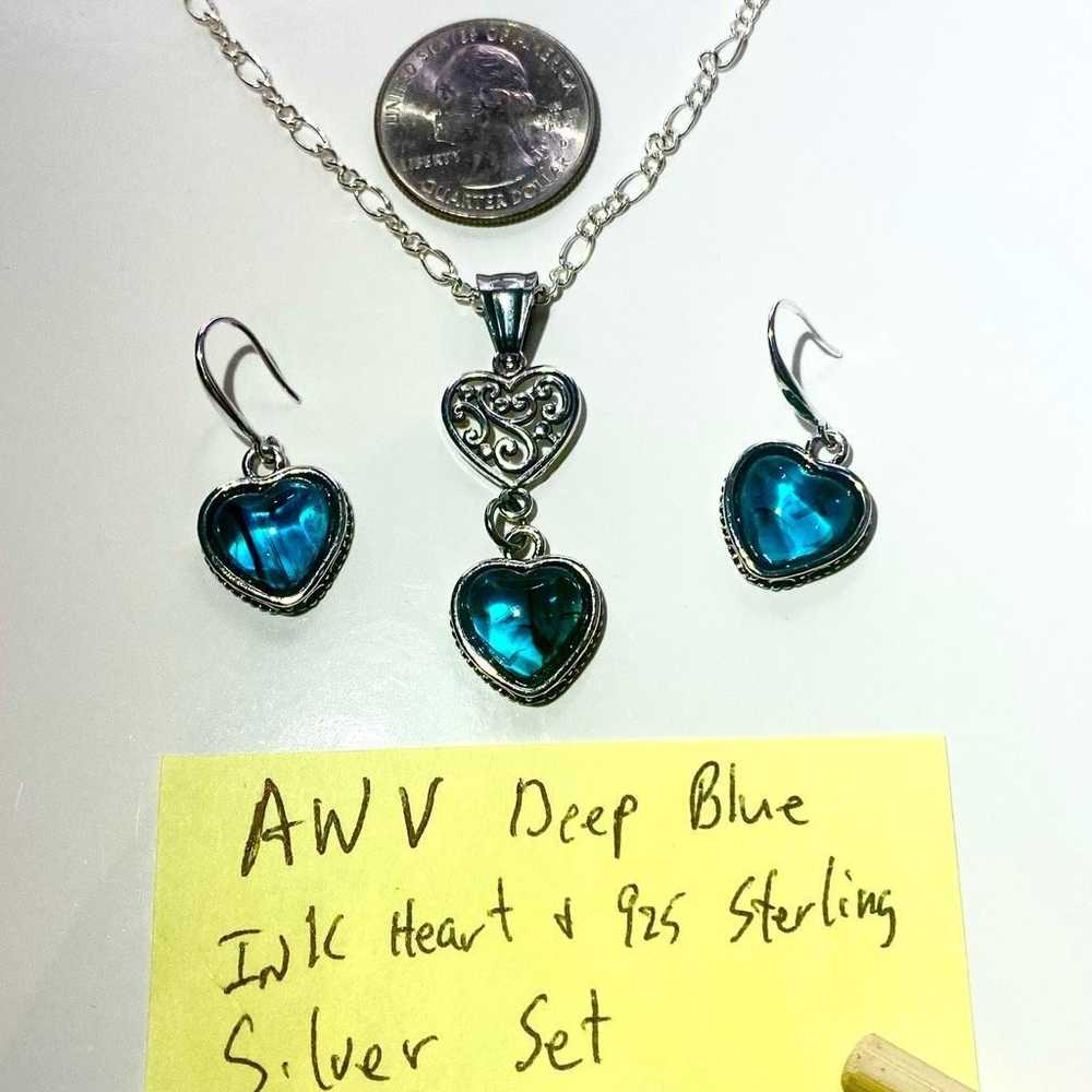 Sterling Silver AWV Deep Blue Ink Heart & 925 Sil… - image 10