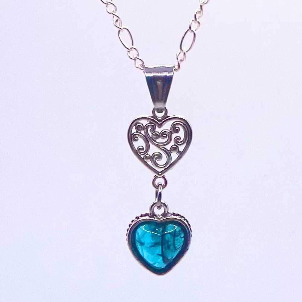 Sterling Silver AWV Deep Blue Ink Heart & 925 Sil… - image 7