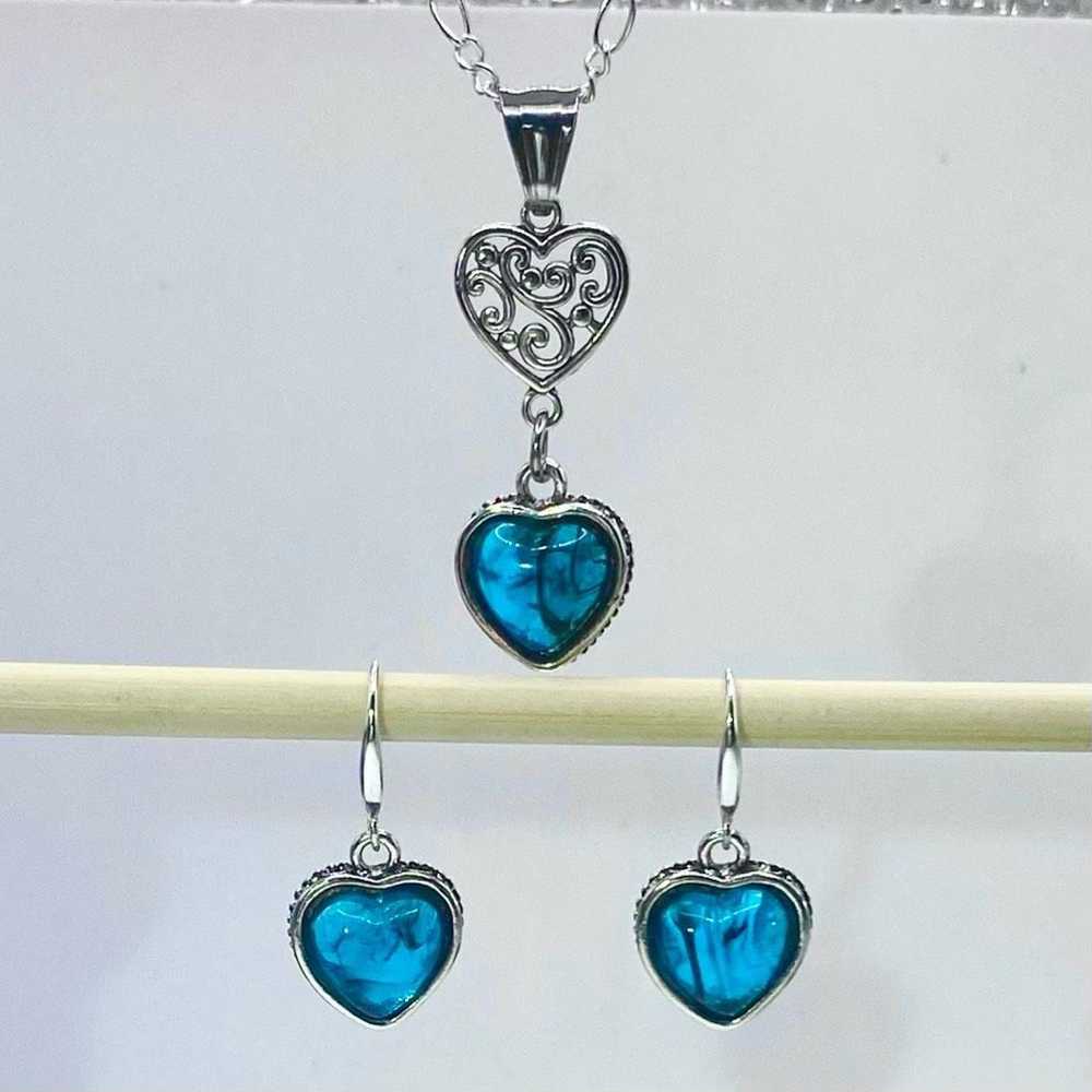 Sterling Silver AWV Deep Blue Ink Heart & 925 Sil… - image 8
