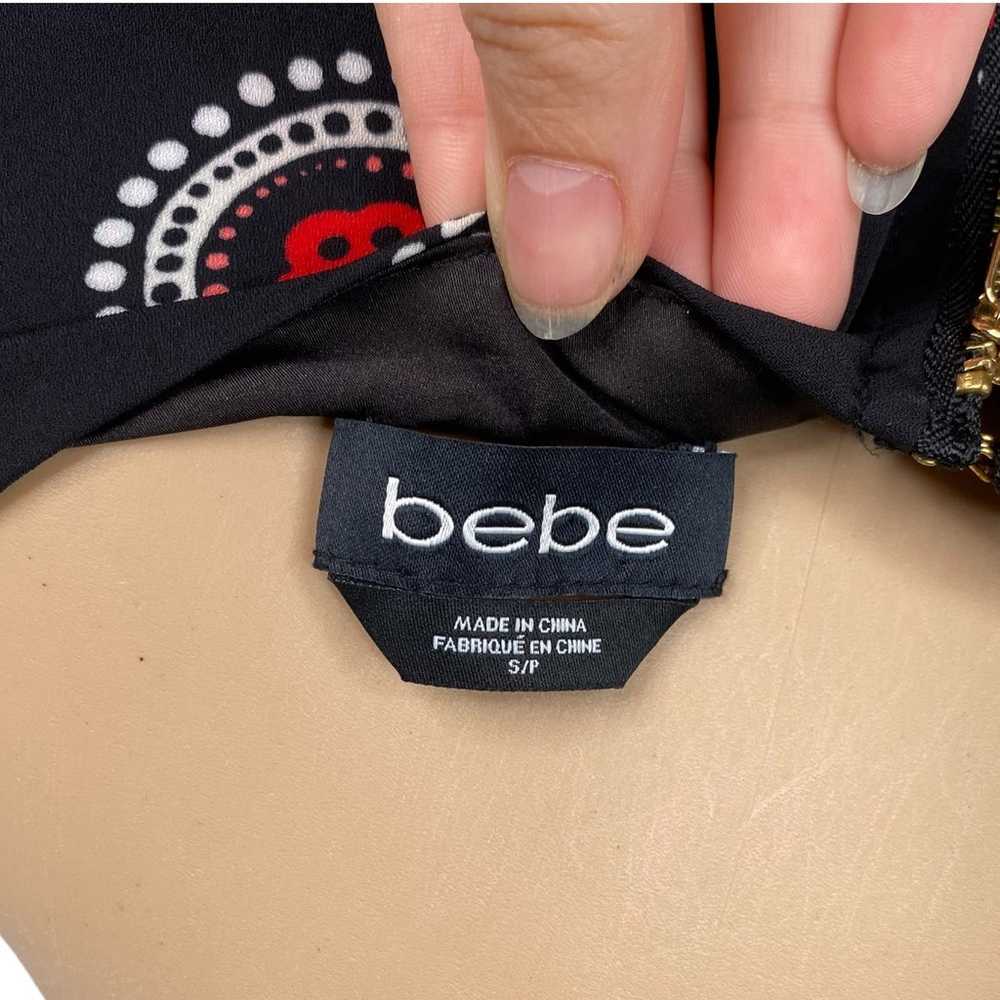 Bebe Black Red Paisley Bell Sleeve Tunic Dress Wo… - image 6
