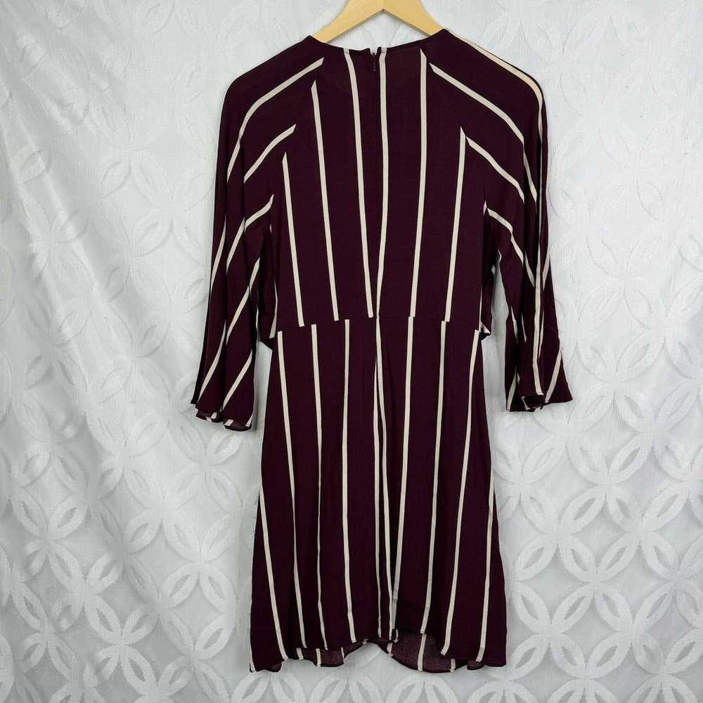 Topshop Stripe Burgundy Knot Front Wrap Mini Dres… - image 4