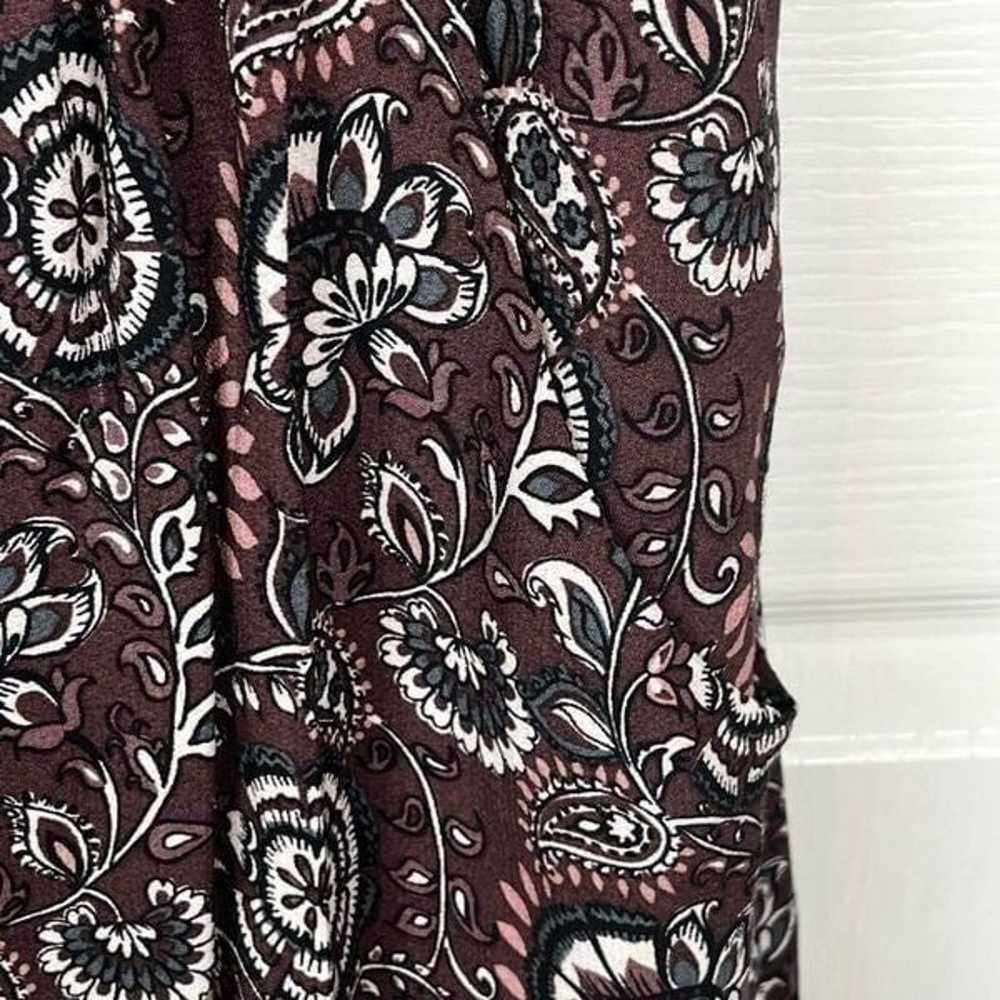 Garnet Hill Sz 6 Maroon Floral Knee Length Dress - image 6