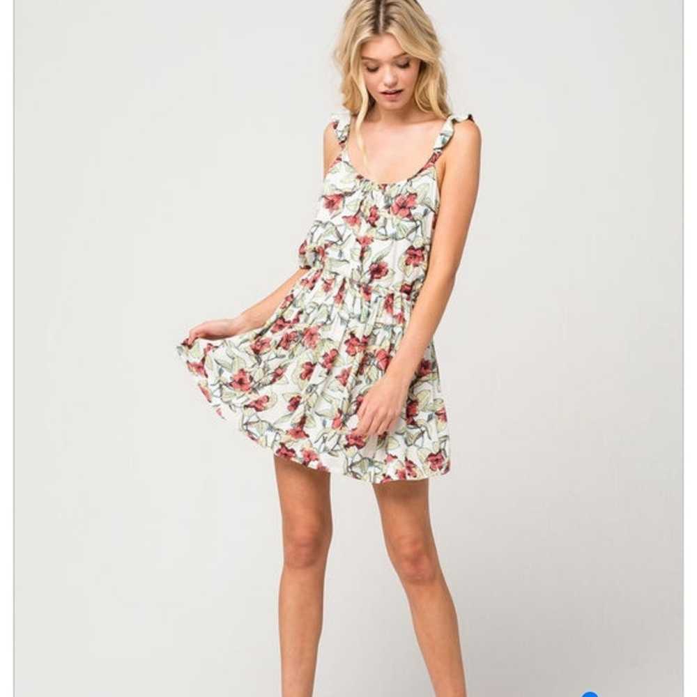 Free People Floral Neutral Dear You Backless Mini… - image 3