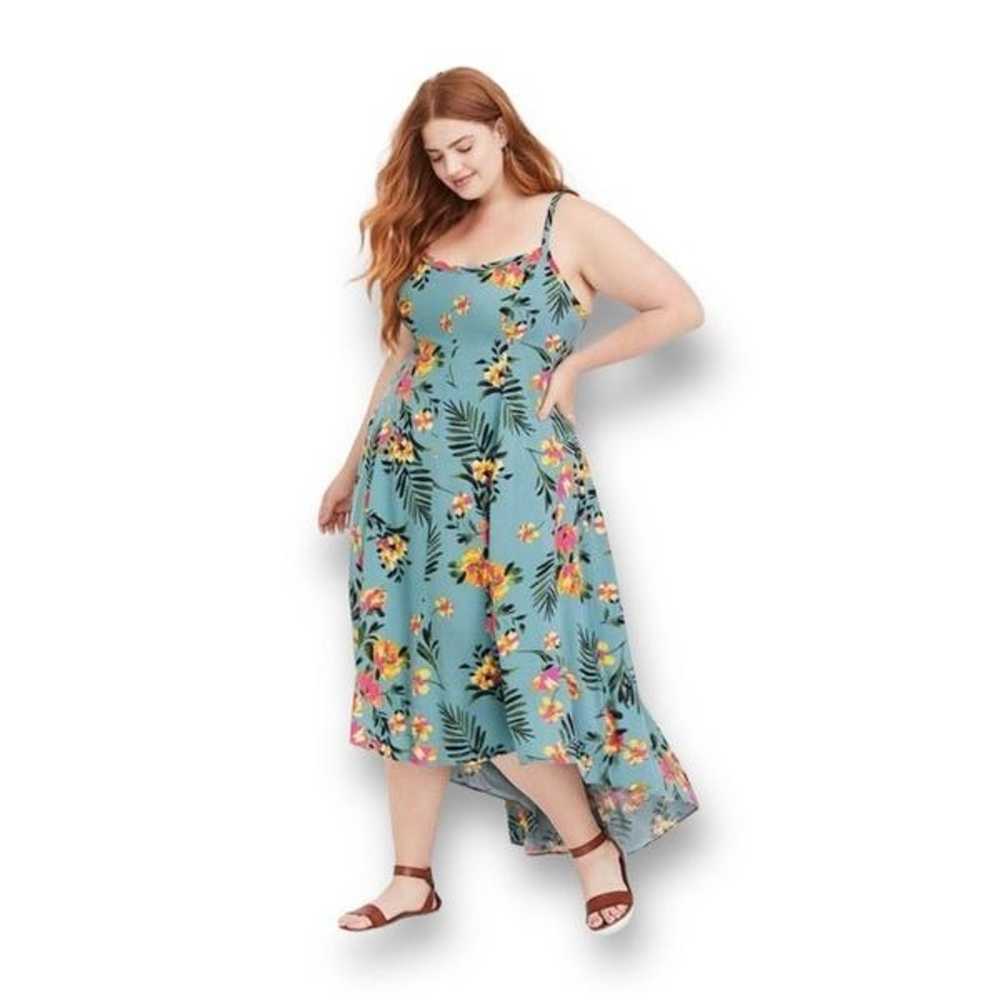 Torrid Challis High Low Floral Dress Size 0 Large… - image 1