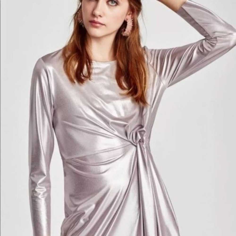 Zara Silver Metallic Dress - image 3