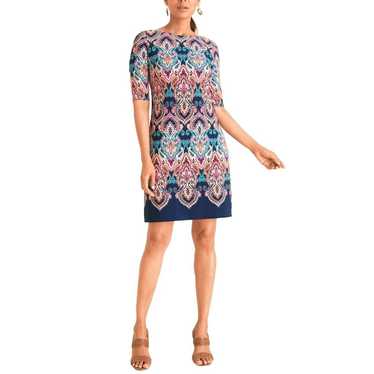Eliza J Slinky Knit Shift Dress Size 4 Lined Prin… - image 1