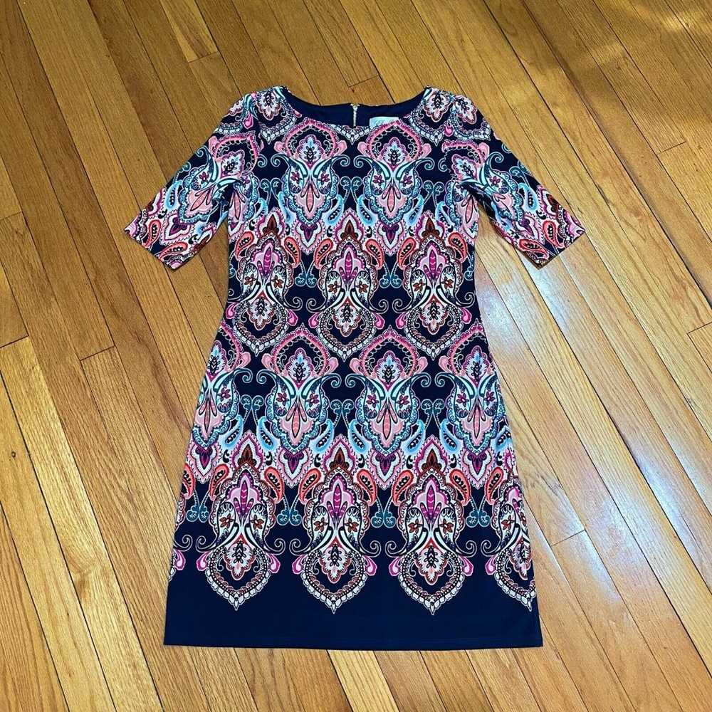 Eliza J Slinky Knit Shift Dress Size 4 Lined Prin… - image 6