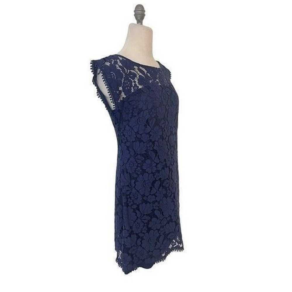 Vince Camuto Navy Blue Lace Sheath Flirty Dress 10 - image 2