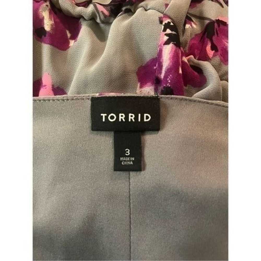 Torrid Floral Print Tie Sleeve Chiffon Skater Dre… - image 5