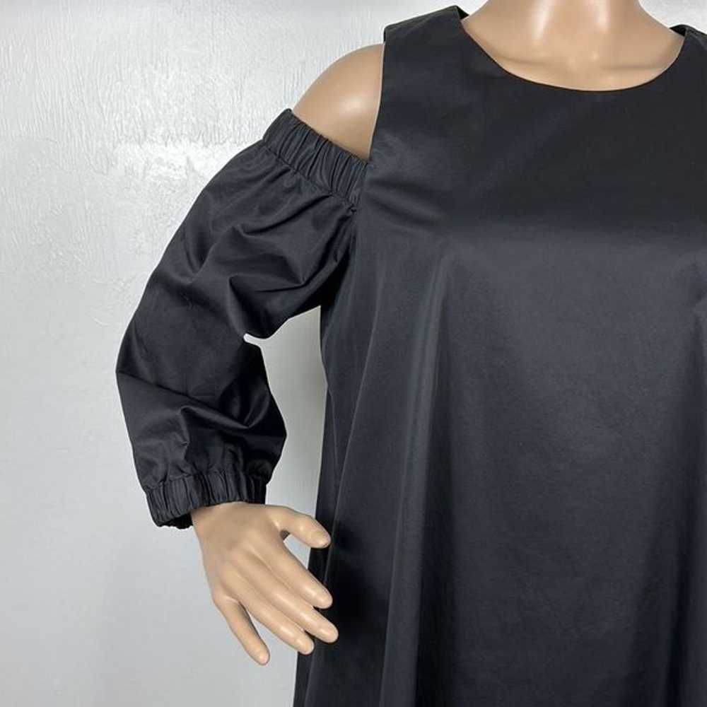 Tibi Black Cotton Cold Shoulder 3/4 Sleeve Mini D… - image 2