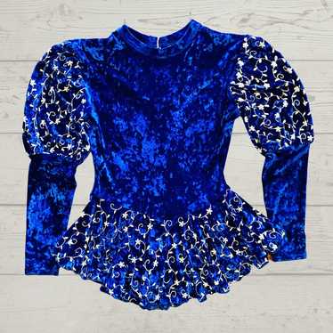 Crushed Blue Velvet Keyhole Dress Leotard Costume… - image 1