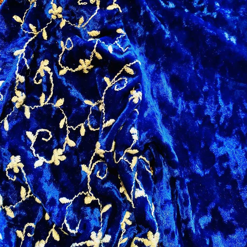 Crushed Blue Velvet Keyhole Dress Leotard Costume… - image 2