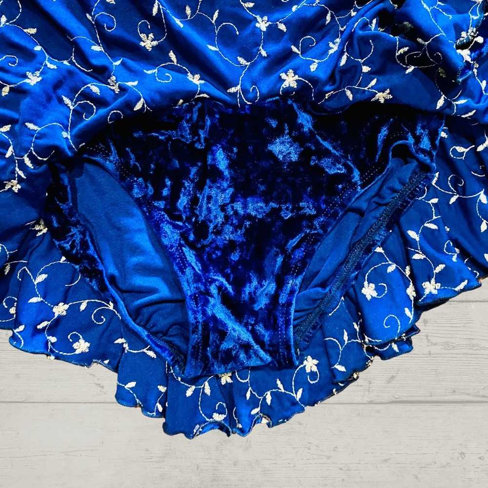 Crushed Blue Velvet Keyhole Dress Leotard Costume… - image 4