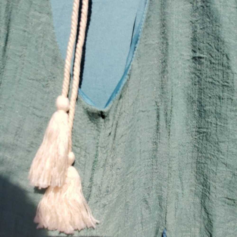 Entro Seafoam Green Boho Dress  tassel back - image 5