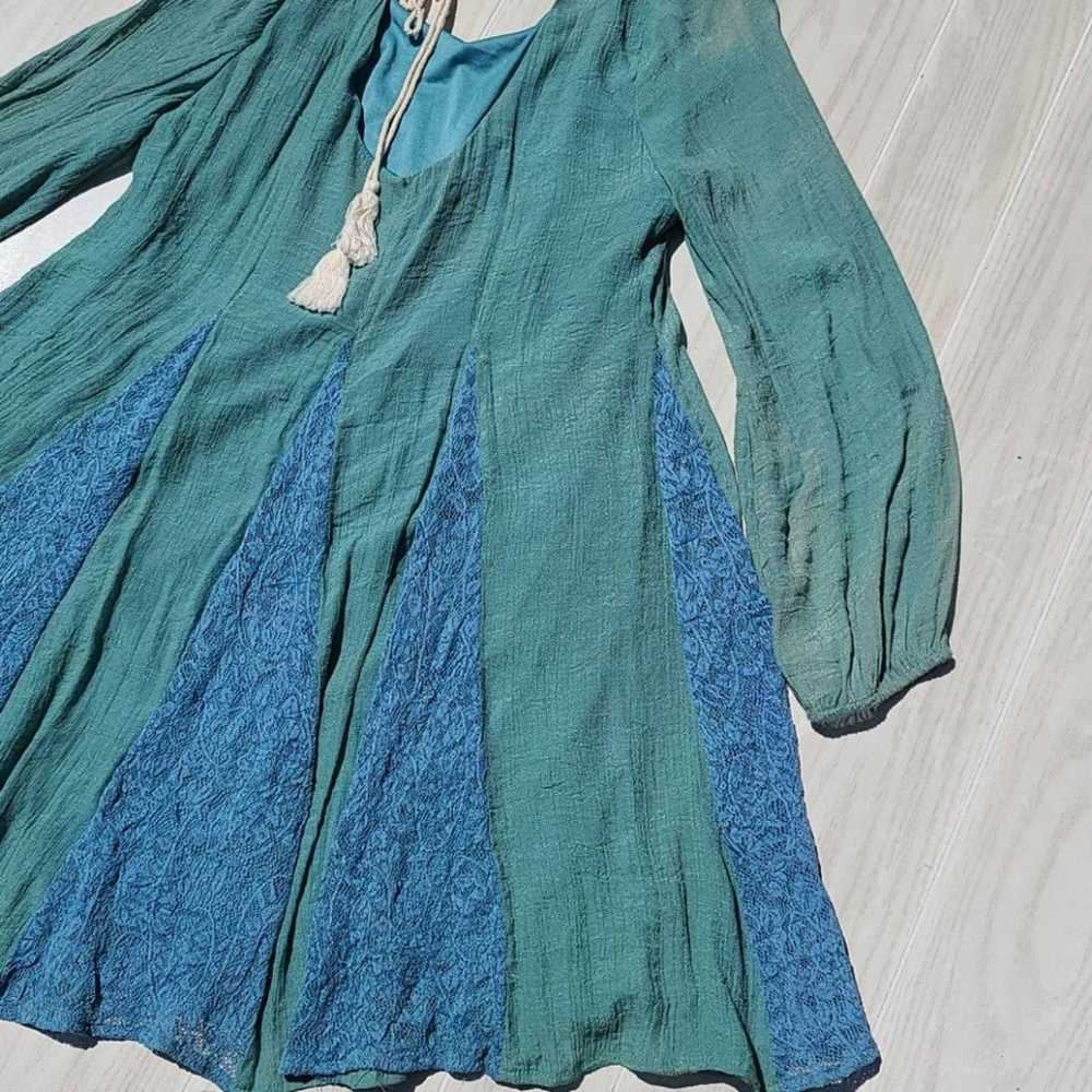 Entro Seafoam Green Boho Dress  tassel back - image 9