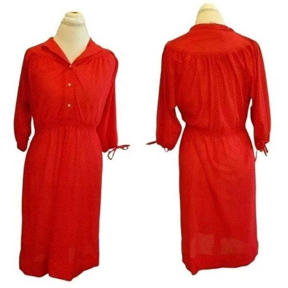 Vintage Womens Red Polka Dot Semi-sheer Popover S… - image 1