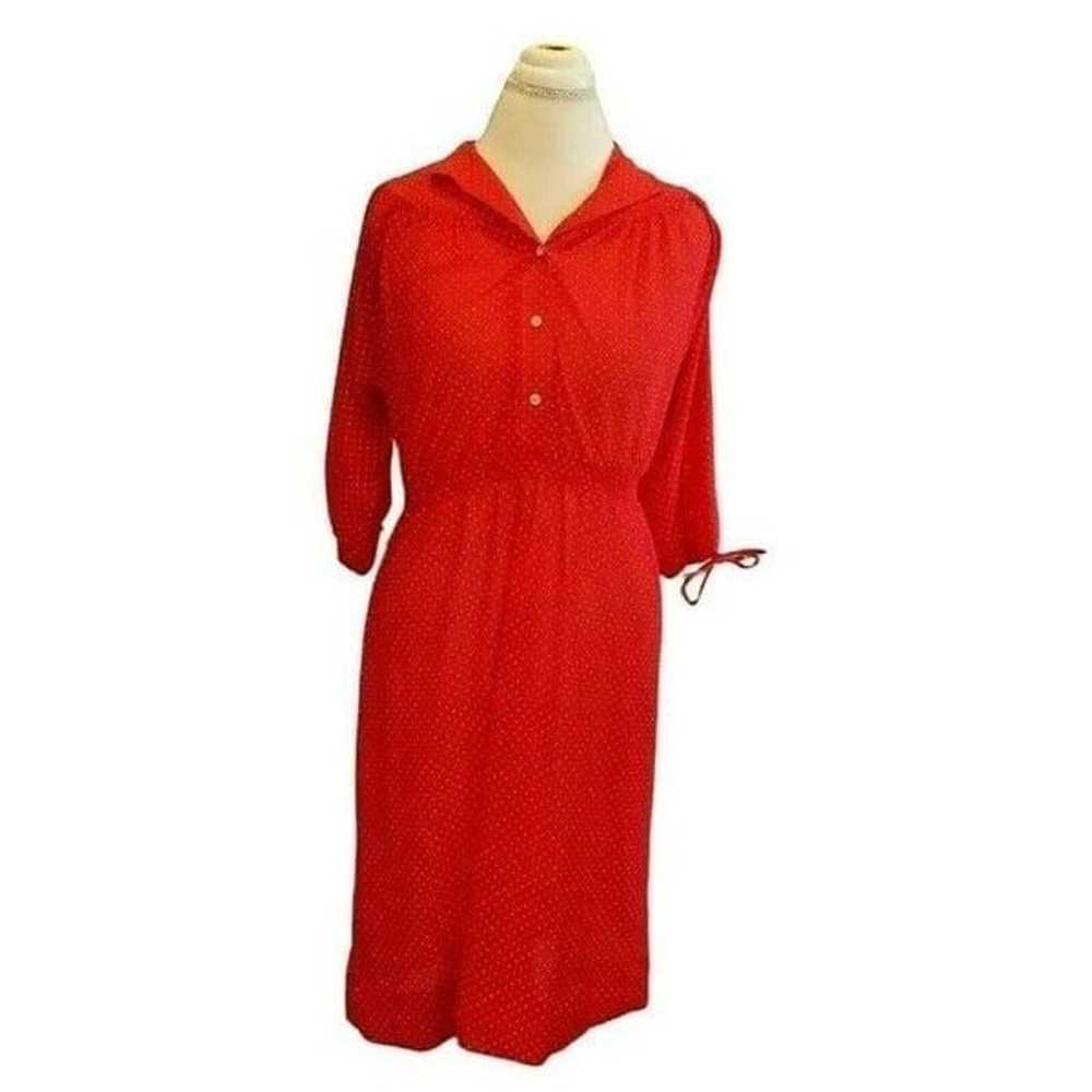 Vintage Womens Red Polka Dot Semi-sheer Popover S… - image 2