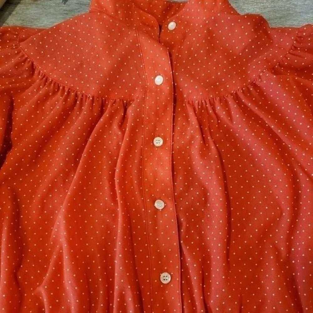 Vintage Womens Red Polka Dot Semi-sheer Popover S… - image 3