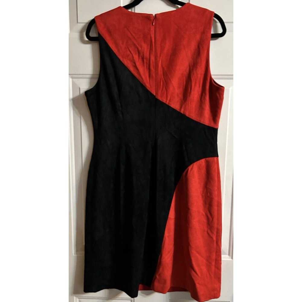 Calvin Klein Red & Black Sheath Dress Zipper Faux… - image 2