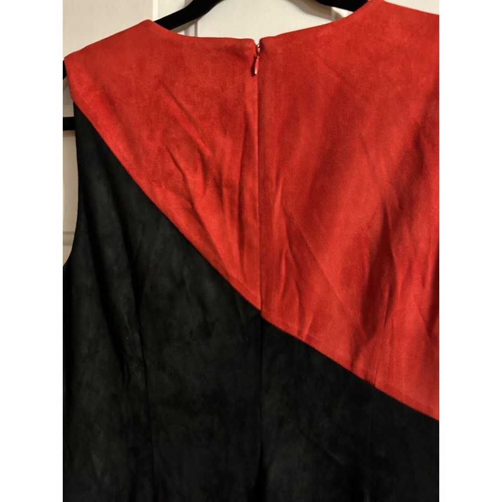 Calvin Klein Red & Black Sheath Dress Zipper Faux… - image 3