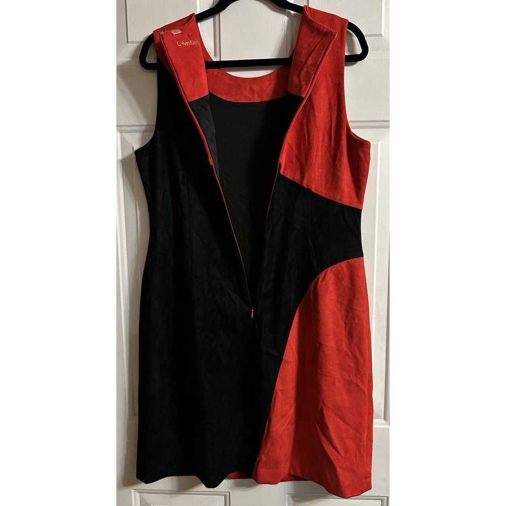 Calvin Klein Red & Black Sheath Dress Zipper Faux… - image 4
