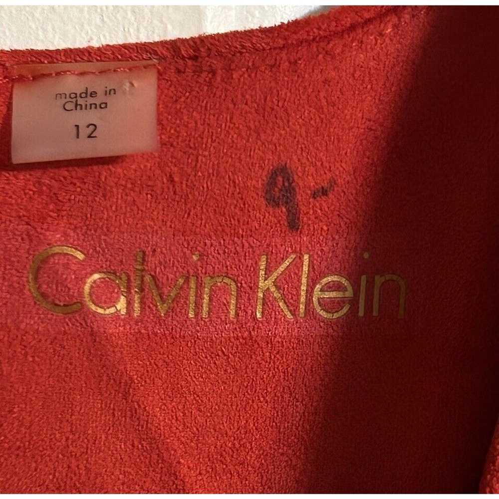 Calvin Klein Red & Black Sheath Dress Zipper Faux… - image 5
