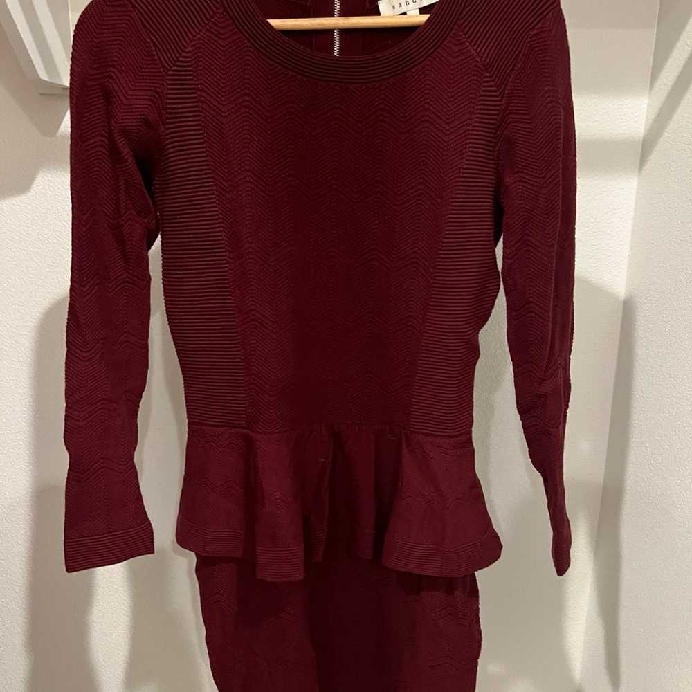 Women Sandro burgundy knit sweater long sleeve dr… - image 1