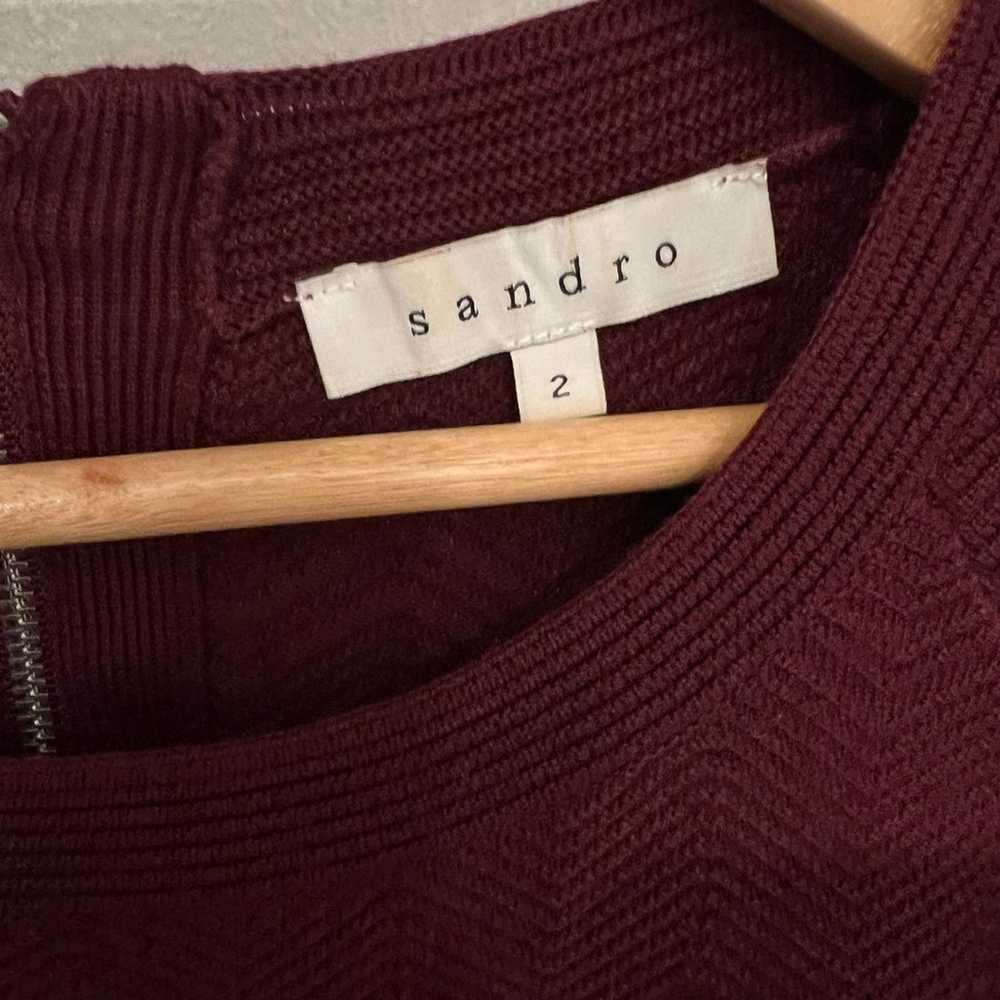 Women Sandro burgundy knit sweater long sleeve dr… - image 2