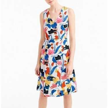 J.Crew Women's White Floral Colorful Sleeveless D… - image 1