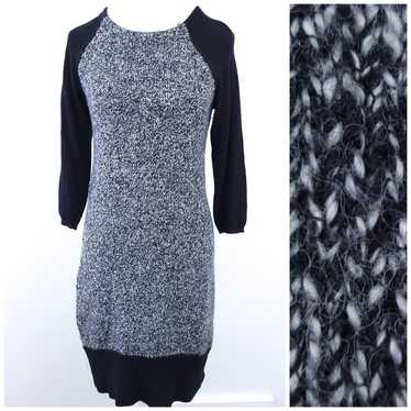 Ann Taylor Loft Fact Sweater Dress Black White, Sm