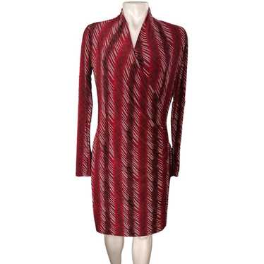Norma Kamali Red Print Jersey Knit Long Sleeve Sur