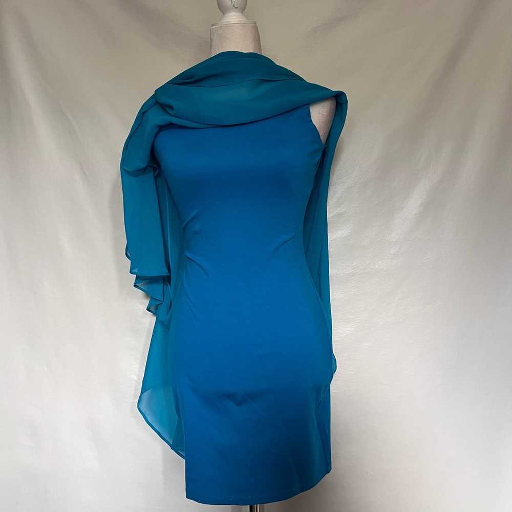 ERIN FETHERSTON Asymmetrical Mini Dress Sz 2 Aqua… - image 10