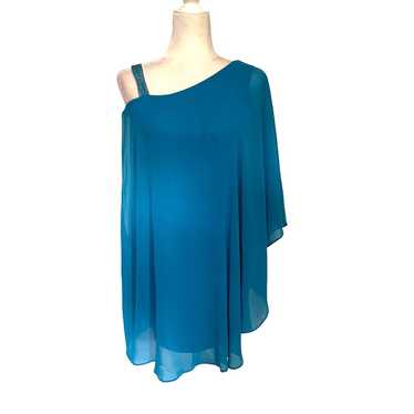 ERIN FETHERSTON Asymmetrical Mini Dress Sz 2 Aqua… - image 1