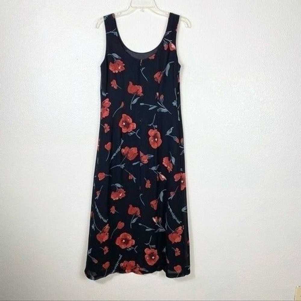 Vintage 90’s Donna Ricco Black & Red Floral Sleev… - image 6