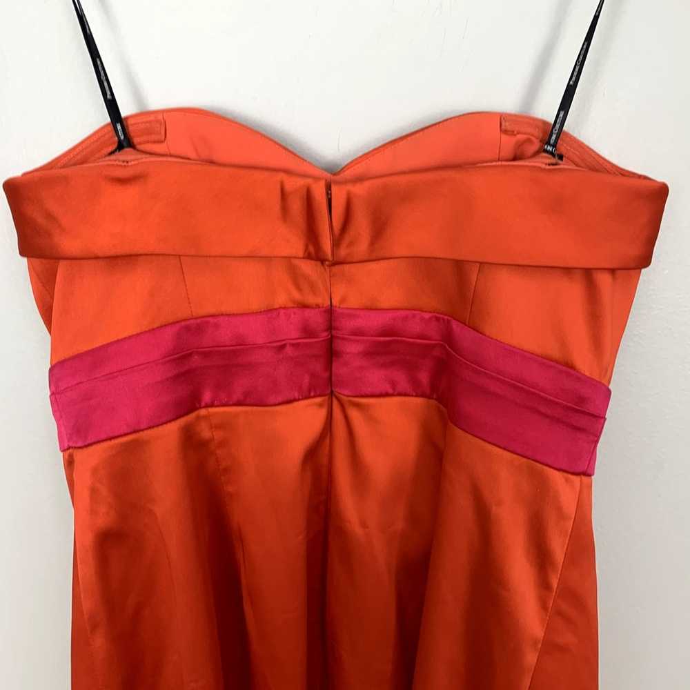 Phoebe Couture Red Orange Hot Pink Strapless Sati… - image 6