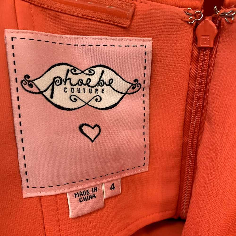Phoebe Couture Red Orange Hot Pink Strapless Sati… - image 8