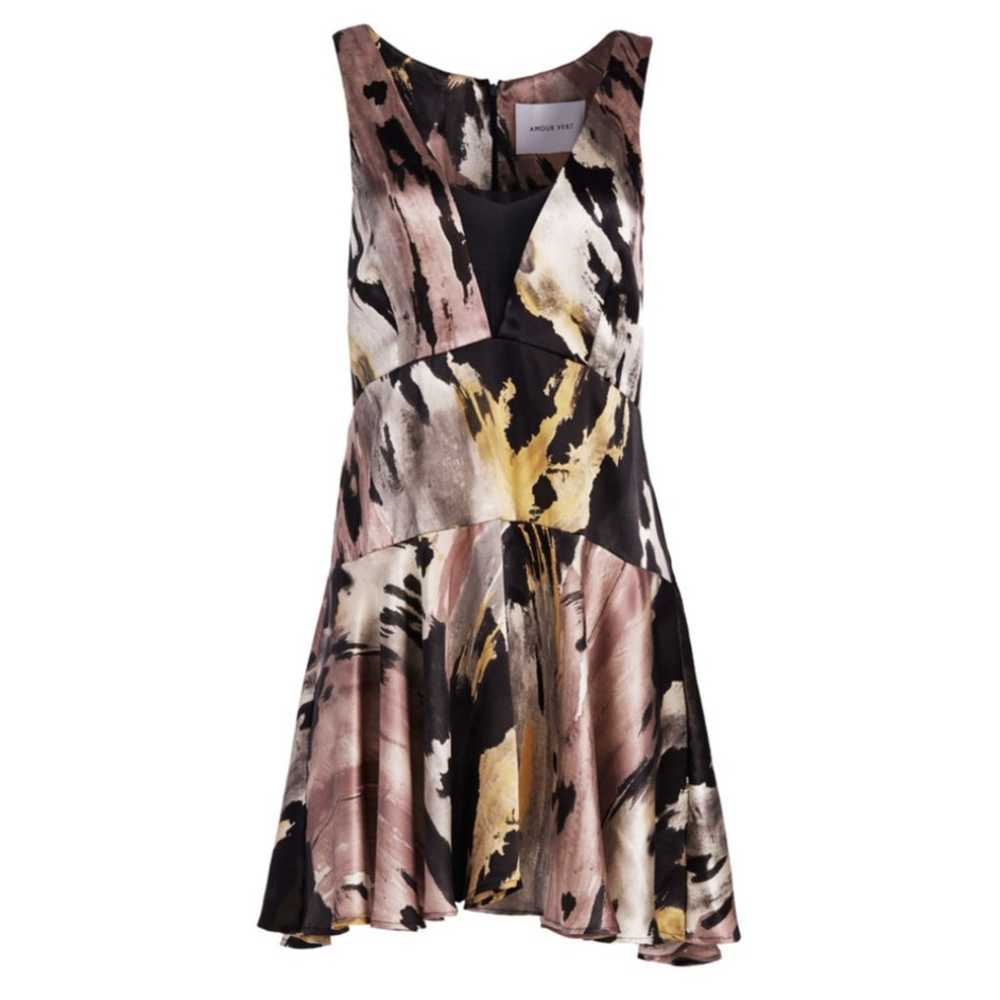 Amour Vert Silk Mini Dress Size Small Abstract Pr… - image 1
